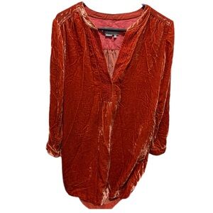 Anthropologie Crushed Velvet Orange Mini Dress